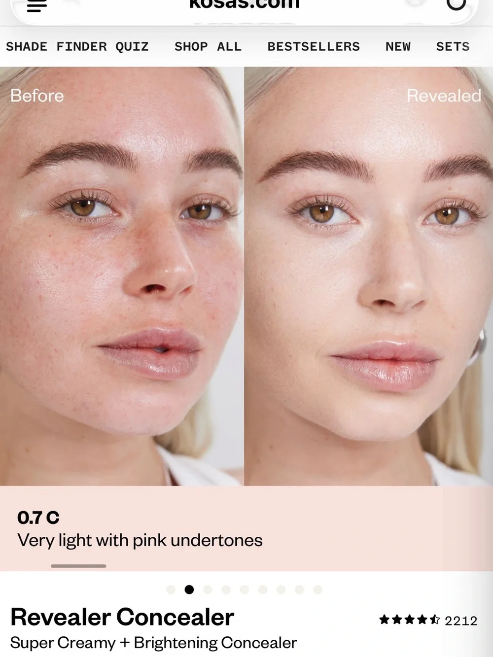 Kosas .7C very light cool pink Super Creamy + Brightening Concealer